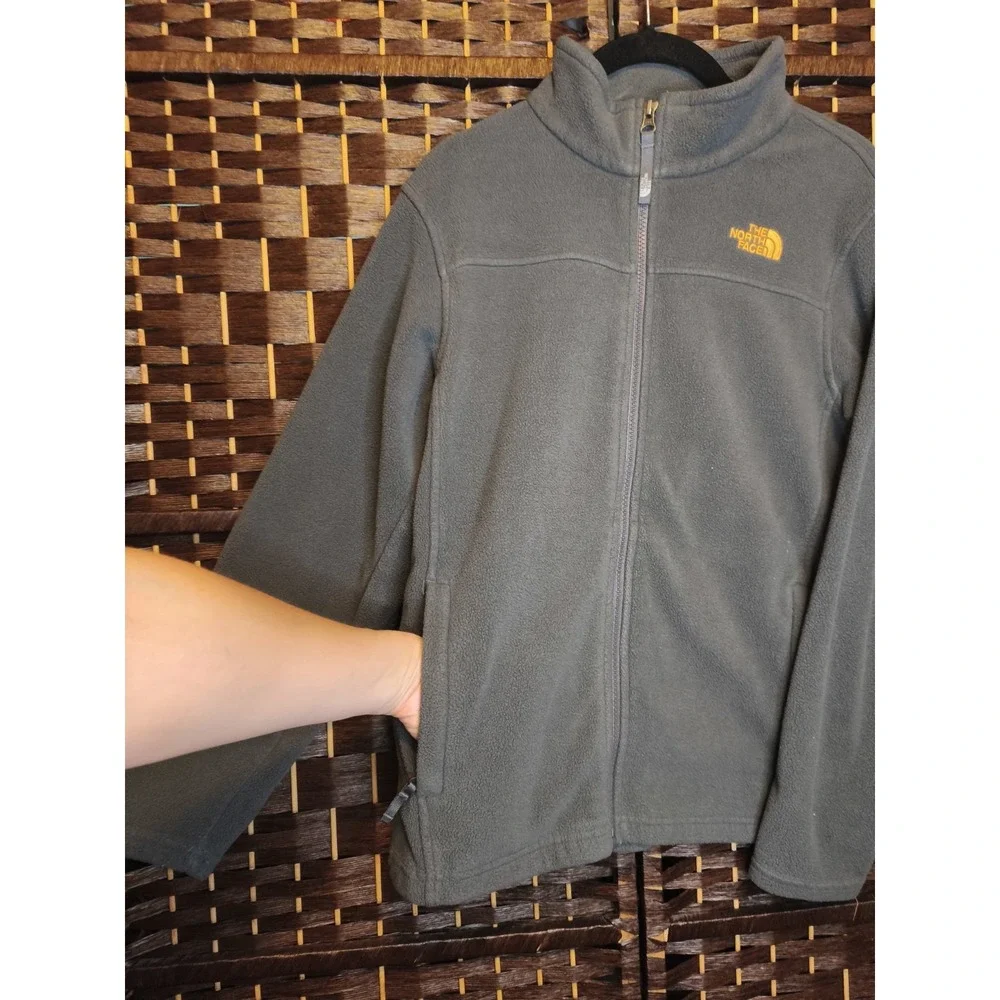 The North Face Denali Fleece Full Zip Jacket‎ Youth Boys Large 14/16 Gray Yellow
